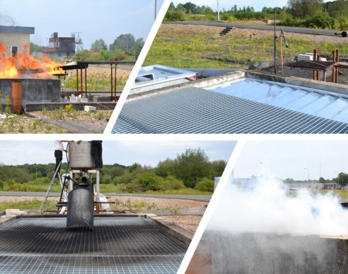 Test dextinction de la couverture coupe feu EXTICOV au CNPP selon norme ENEDIS